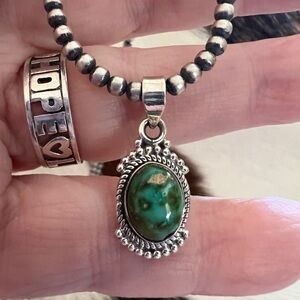 ❤️ Sonoran Gold Turquoise Navajo Style Southwestern Sterling Silver Pendant 1”L